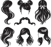 girl hairstyle bundle vector