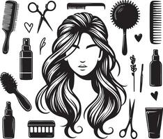 girl hairstyle bundle vector