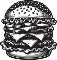 burger illustration in vintage vector