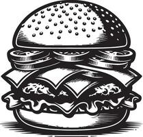 burger illustration in vintage vector