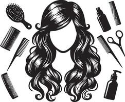 girl hairstyle bundle vector