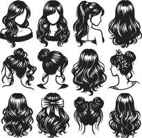 girl hairstyle bundle vector