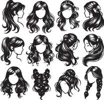 girl hairstyle bundle vector