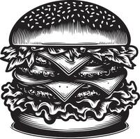 burger illustration in vintage vector