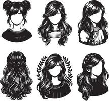 girl hairstyle bundle vector