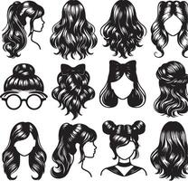 girl hairstyle bundle vector