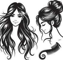 girl hairstyle bundle vector