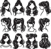 girl hairstyle bundle vector