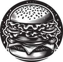 burger illustration in vintage vector