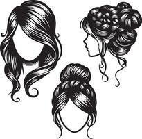 girl hairstyle bundle vector