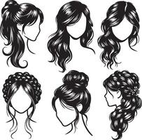 girl hairstyle bundle vector