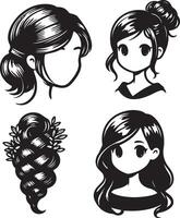 girl hairstyle bundle vector