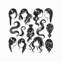 girl hairstyle bundle vector