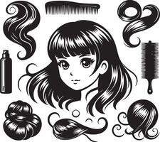 girl hairstyle bundle vector