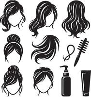 girl hairstyle bundle vector