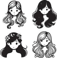girl hairstyle bundle vector