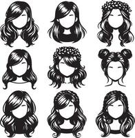 girl hairstyle bundle vector