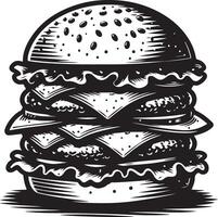 burger illustration in vintage vector