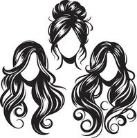 girl hairstyle bundle vector