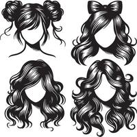 girl hairstyle bundle vector