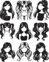 girl hairstyle bundle vector