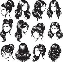 girl hairstyle bundle vector