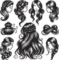 girl hairstyle bundle vector