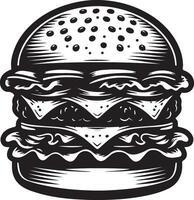 burger illustration in vintage vector