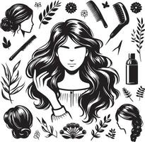 girl hairstyle bundle vector