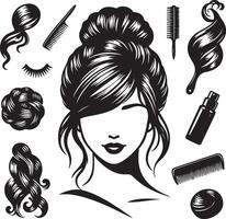 girl hairstyle bundle vector