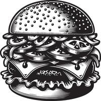 burger illustration in vintage vector