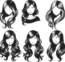 girl hairstyle bundle vector