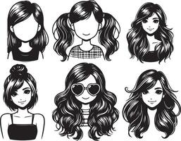 girl hairstyle bundle vector