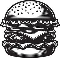 burger illustration in vintage vector