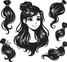 girl hairstyle bundle vector