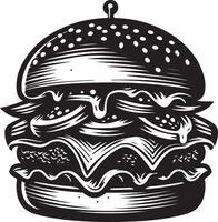 burger illustration in vintage vector