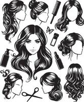 girl hairstyle bundle vector