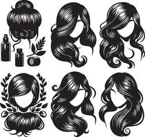 girl hairstyle bundle vector