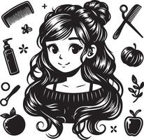 girl hairstyle bundle vector