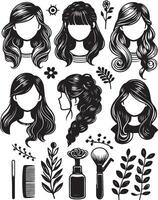 girl hairstyle bundle vector