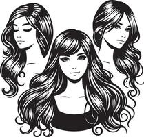 girl hairstyle bundle vector