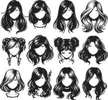 girl hairstyle bundle vector