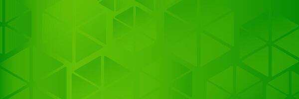 Abstract green gradient banner background with triangle and hexagonal composition. Futuristic background vector