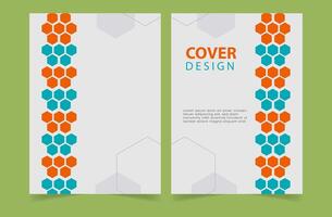 Hexagonal cover design template, front and back page design. A4 size vector