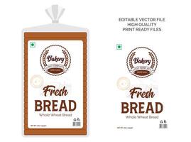 Bread packaging design template, bread and bakery products logo design sticker label design, premium quality vector