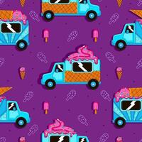 Colorful seamless pattern for summer with ice cream truck vector