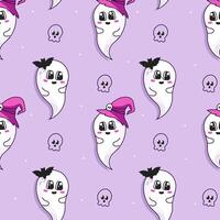 Cute ghost character gently seamless pattern vector