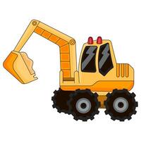 Yellow track-type excavator for construction building vector