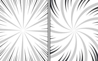 comic book page template with radial speed lines background in manga anime style. black and white illustration vector