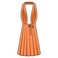 Summer cotton midi dress, fashion illustration vector